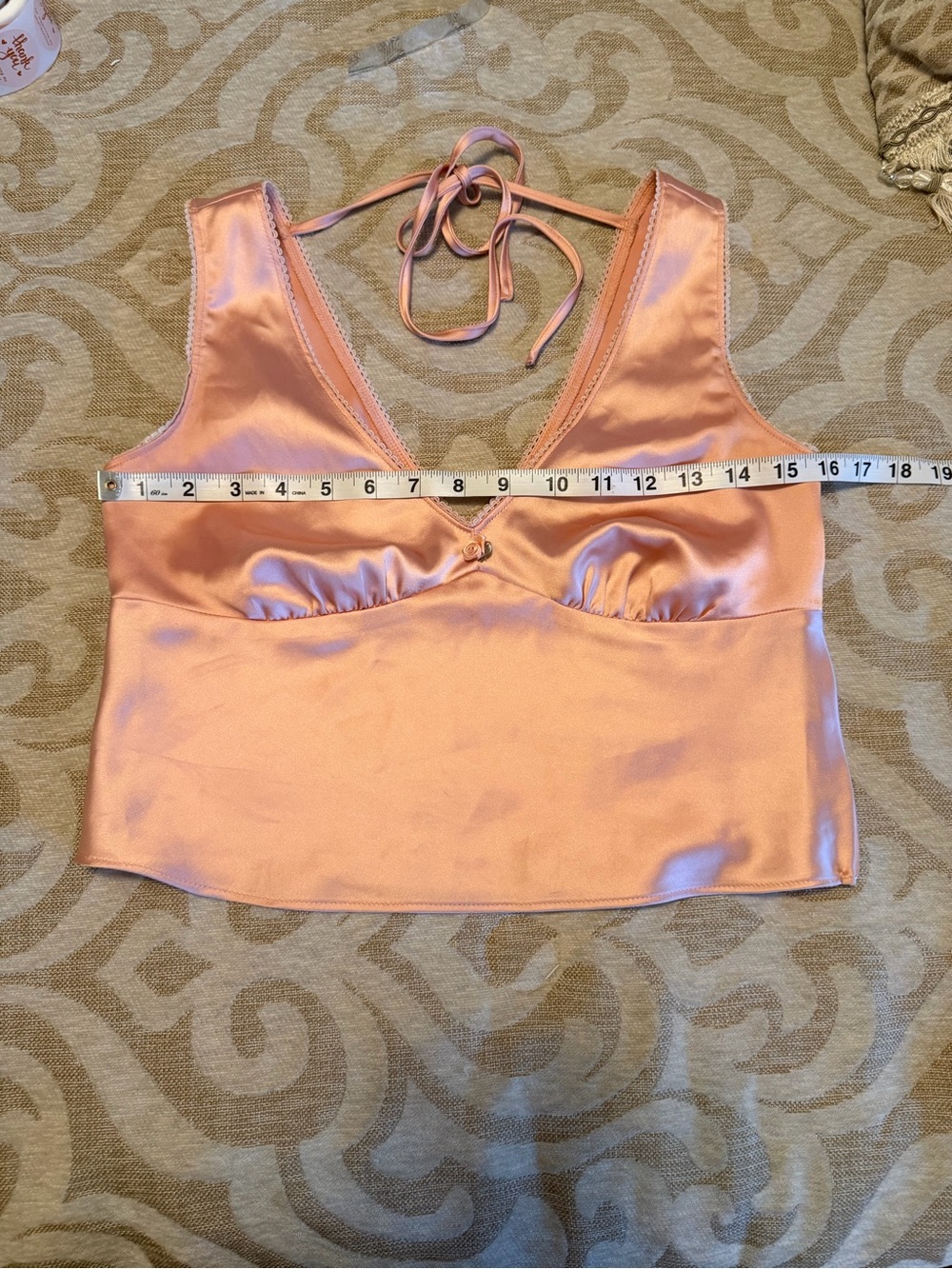 Wild Fable XS Peach Satin Tie Back Sleeveless V-Neck Cami Top - Picture 6 of 11
